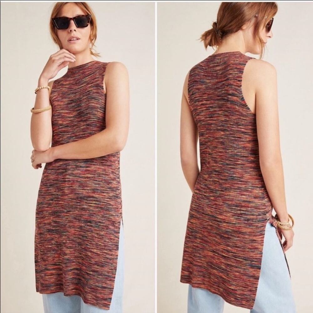By Anthropologie Tami split side marled tunic top Sz XS